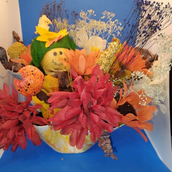 Handmade Floral Centerpiece Fall Decoration Artificial Flower Table Arrangement - Picture 1 of 10